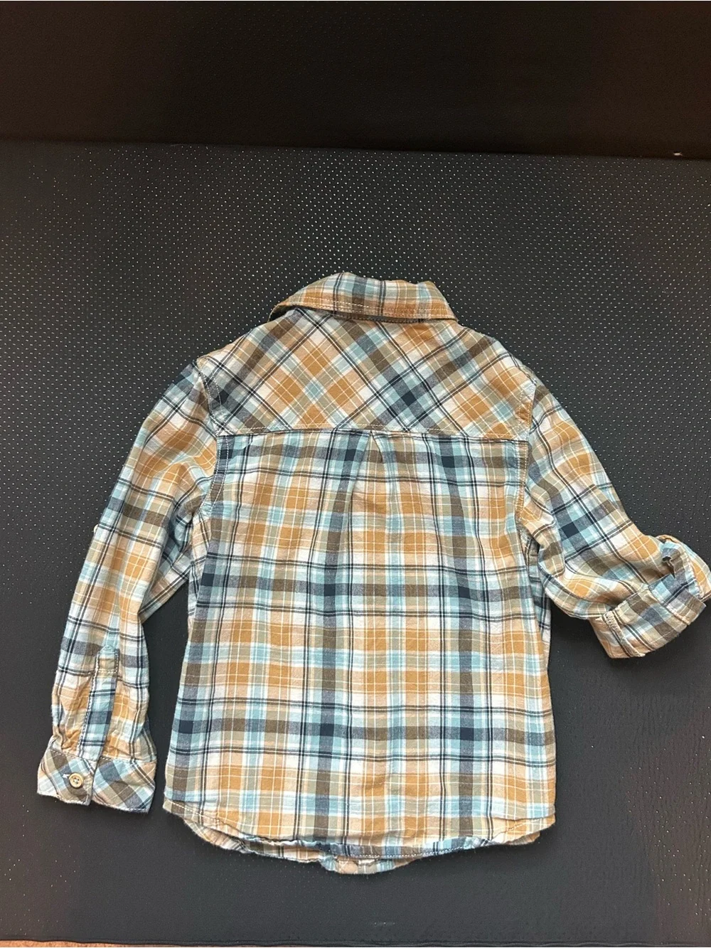 OshKosh B'gosh Plaid Button-Down Shirt in Tan and Blue